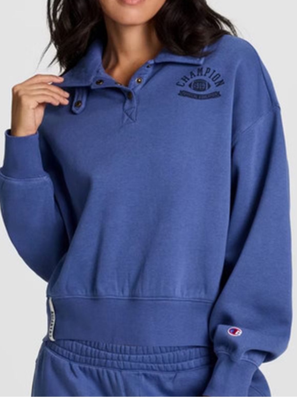 Champion Women's Long Sleeve
Fleece 1/4 Snap Cropped Sweatshirt 3X NWT
Indigo